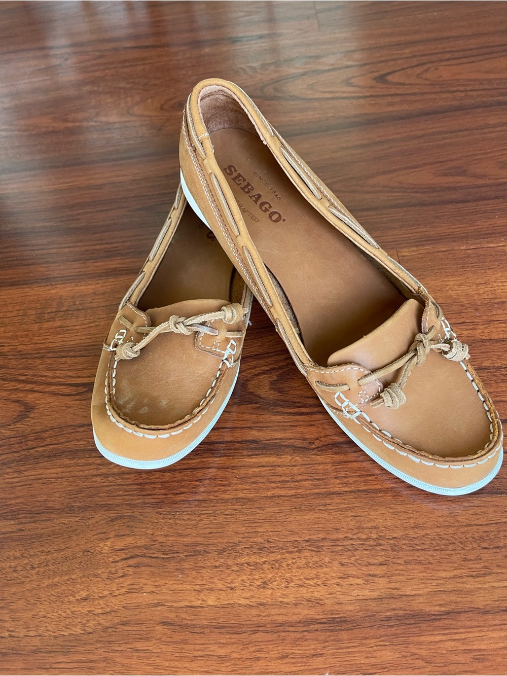 Sebago Women's Tan Leather Moccasin Boat Shoes